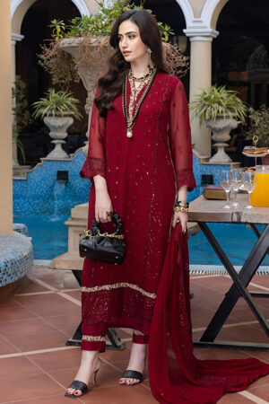 Scarlet - Embroidered Chiffon Unstitched 3Pc Suit
